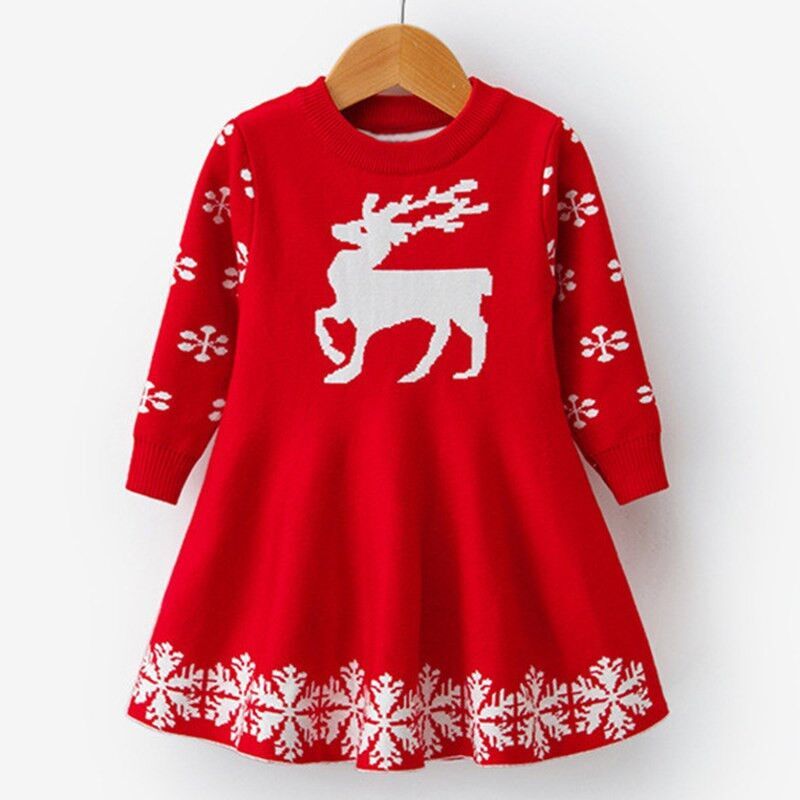 Kids Dresses For Girls Long Sleeve Deer Snowflake Print Dress New Year Costume Princess Dress Kids Christmas Clothes Vestidos, Red
Kids Dresses For Girls Long Sleeve Deer Snowflake Print Dress New Year Costume Princess Dress Kids Christmas Clothes Vestidos, Red
