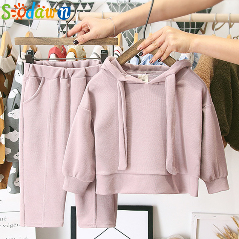 Sodawn 2019 Spring Autumn New Cotton Children Clothing Cartoon Girl Balloon Pattern+Trousers 2PCS Baby Girls Clothing SuitX1019