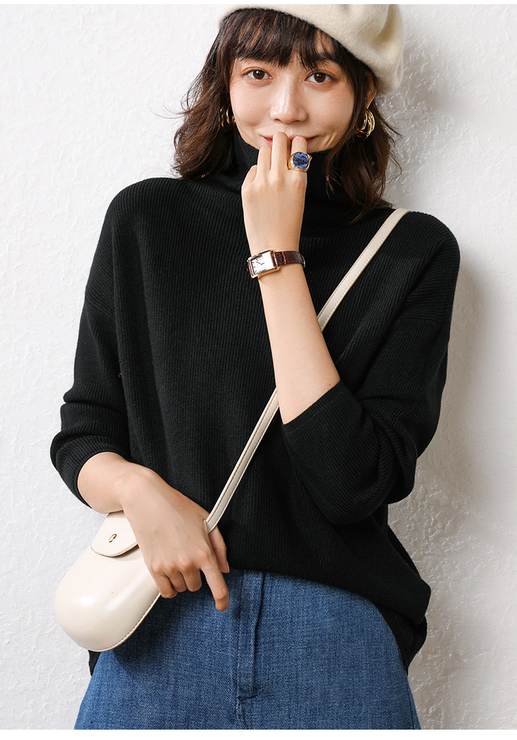 Obrix Soft Casual Style Female Sweater Solid Pattern Turtleneck Full Sleeve Spring Autumn Pullover For Women 201221