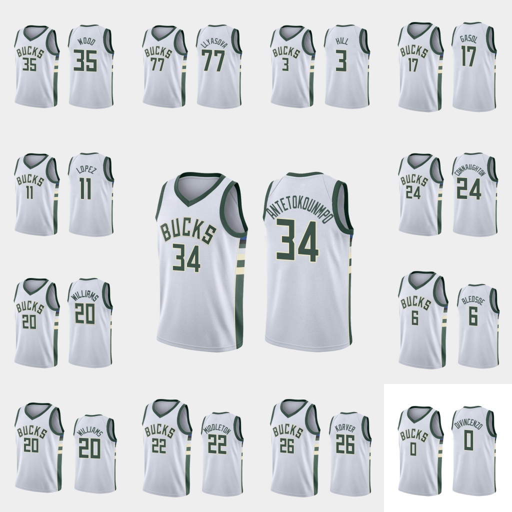 Milwaukee Bucks Men Giannis Antetokounmpo Eric Bledsoe Khris Middleton Brook Lopez NBA White Custom Association Jersey, Black
Milwaukee Bucks Men Giannis Antetokounmpo Eric Bledsoe Khris Middleton Brook Lopez NBA White Custom Association Jersey, Black