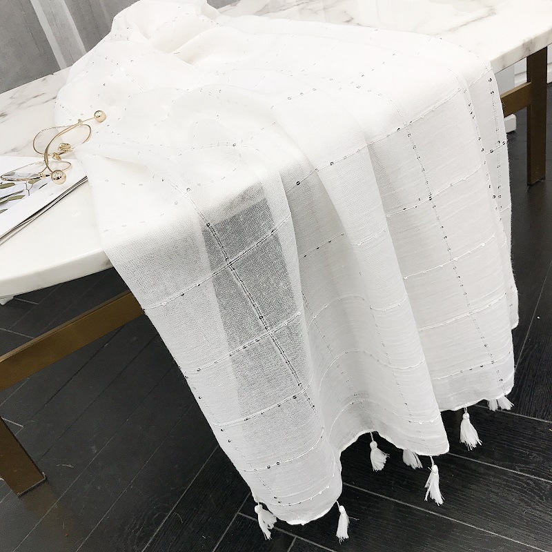 Fashion Plain Navy Blue Sequin Plaid Tassel Viscose Shawl Scarf Autumn Warm Wrap Pashmina Sjaal Muslim Hijab Snood 180*90Cm Y201007