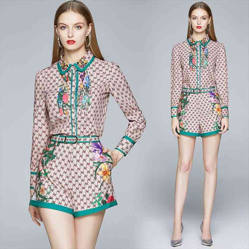 banulin spring summer fashion runway shorts suit womens letter floral blouse shirt vintage print mini skirt two pieces set, White
banulin spring summer fashion runway shorts suit womens letter floral blouse shirt vintage print mini skirt two pieces set, White