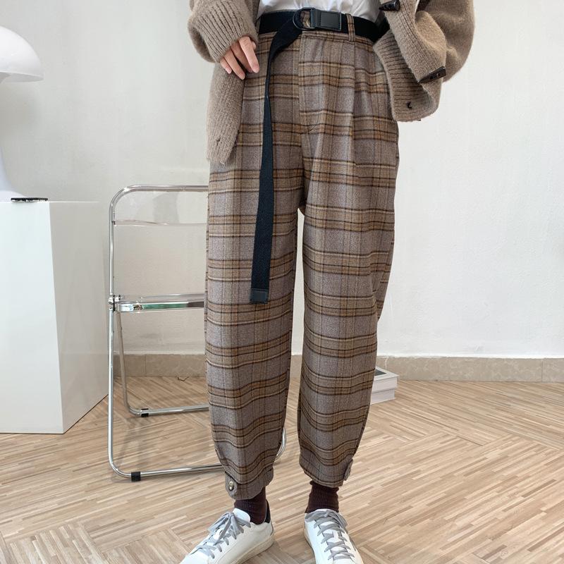 2020 Autumn Checked Harem Pants Women's Ankle Pants Korean British Style Casual Design Straight Woolen Pant, Khaki
2020 Autumn Checked Harem Pants Women's Ankle Pants Korean British Style Casual Design Straight Woolen Pant, Khaki