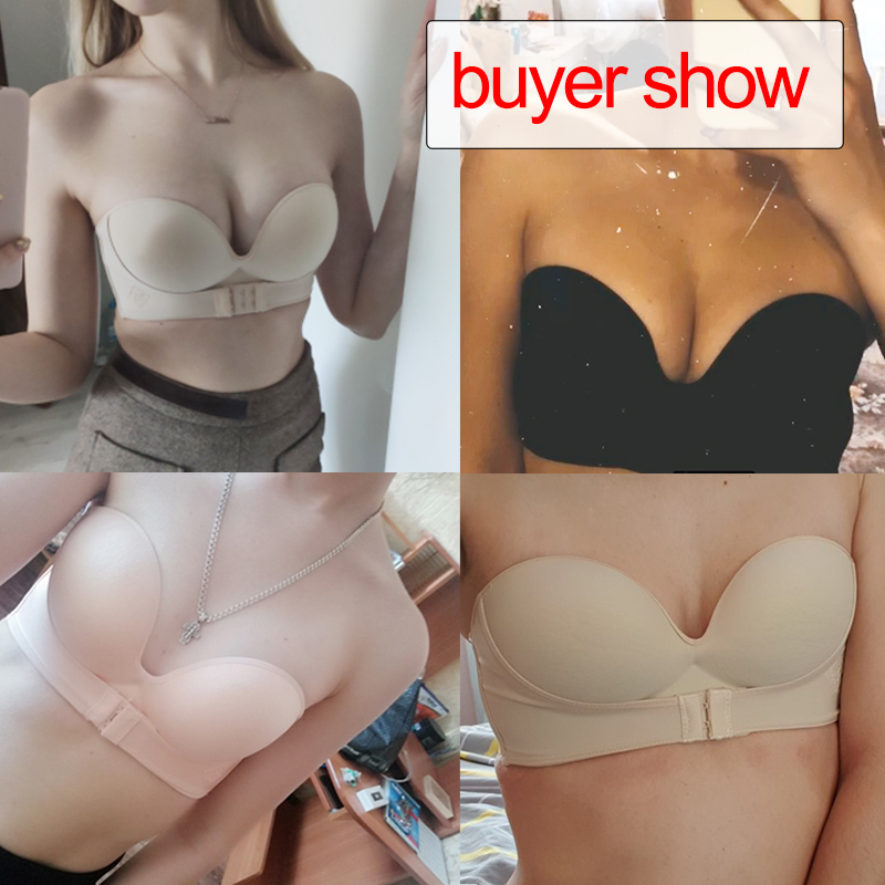 Sexy Push Up Strapless Bra Women Lingerie Backless Invisible Brassiere Seamless 1/2 Cup Bralette Underwear for Wedding Dress #F 201202