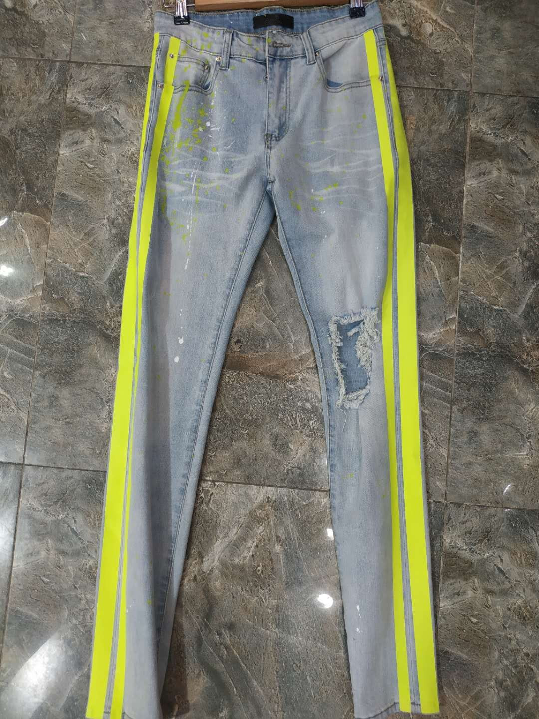 new design slimleg jeans mens jeans stripe high quality designer hole patch spliced ripped high street destroyed denim jeans size w28w40, Blue
new design slimleg jeans mens jeans stripe high quality designer hole patch spliced ripped high street destroyed denim jeans size w28w40, Blue