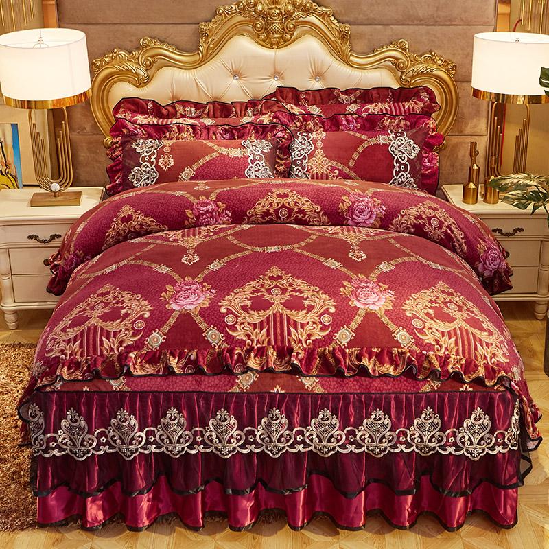 Vintage Chic Lace Ruffles Duvet Cover with Bedskirt Pillowcase Luxury Bedding set Comforter Cover set Ultra Soft Warm for Winter, Color 12
Vintage Chic Lace Ruffles Duvet Cover with Bedskirt Pillowcase Luxury Bedding set Comforter Cover set Ultra Soft Warm for Winter, Color 12