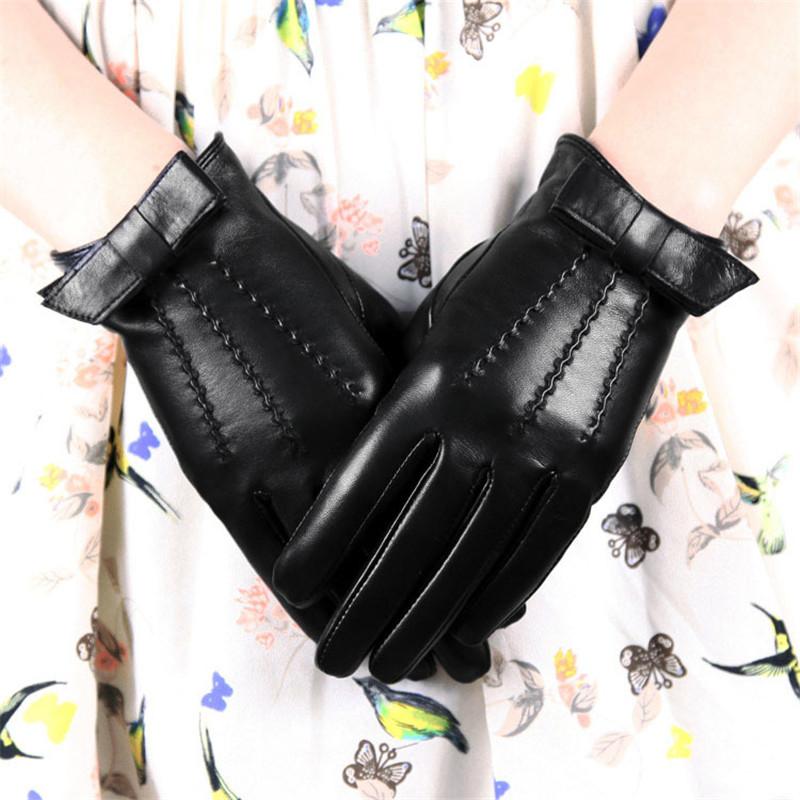 Genuine Leather Gloves Female Wrist Butterfly Knot Sheepskin Gloves Autumn Winter Plus Velvet Thicken Woman's DQ1602
Genuine Leather Gloves Female Wrist Butterfly Knot Sheepskin Gloves Autumn Winter Plus Velvet Thicken Woman's DQ1602