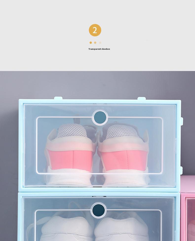 Thicken Clear Plastic Shoe Box Dustproof Shoe Storage Box Flip Transparent Shoe Boxes Candy Color Stackable Shoes Organizer Box 6 5511129