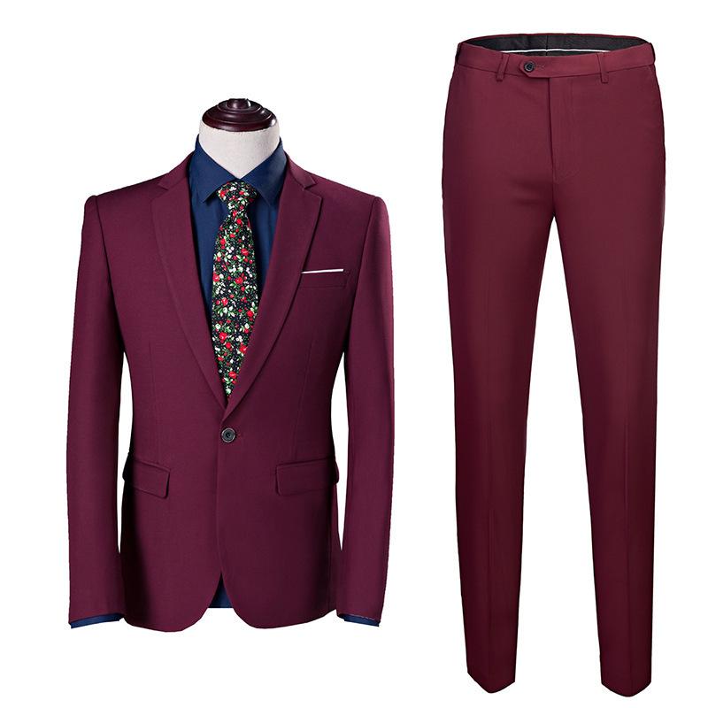 Men Suits Slim Fit Business Uniform Office Suit Wedding Groom Party 2-Piece Jacket Pants Notch Lapel Single Button Formal Casual C1007