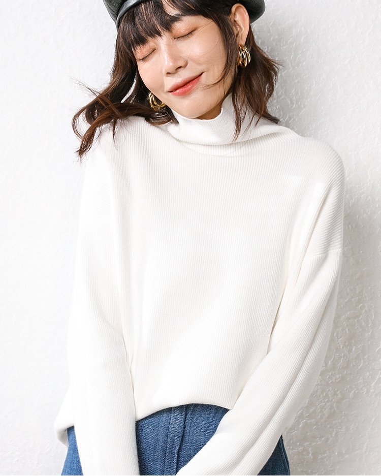 Obrix Soft Casual Style Female Sweater Solid Pattern Turtleneck Full Sleeve Spring Autumn Pullover For Women 201221
