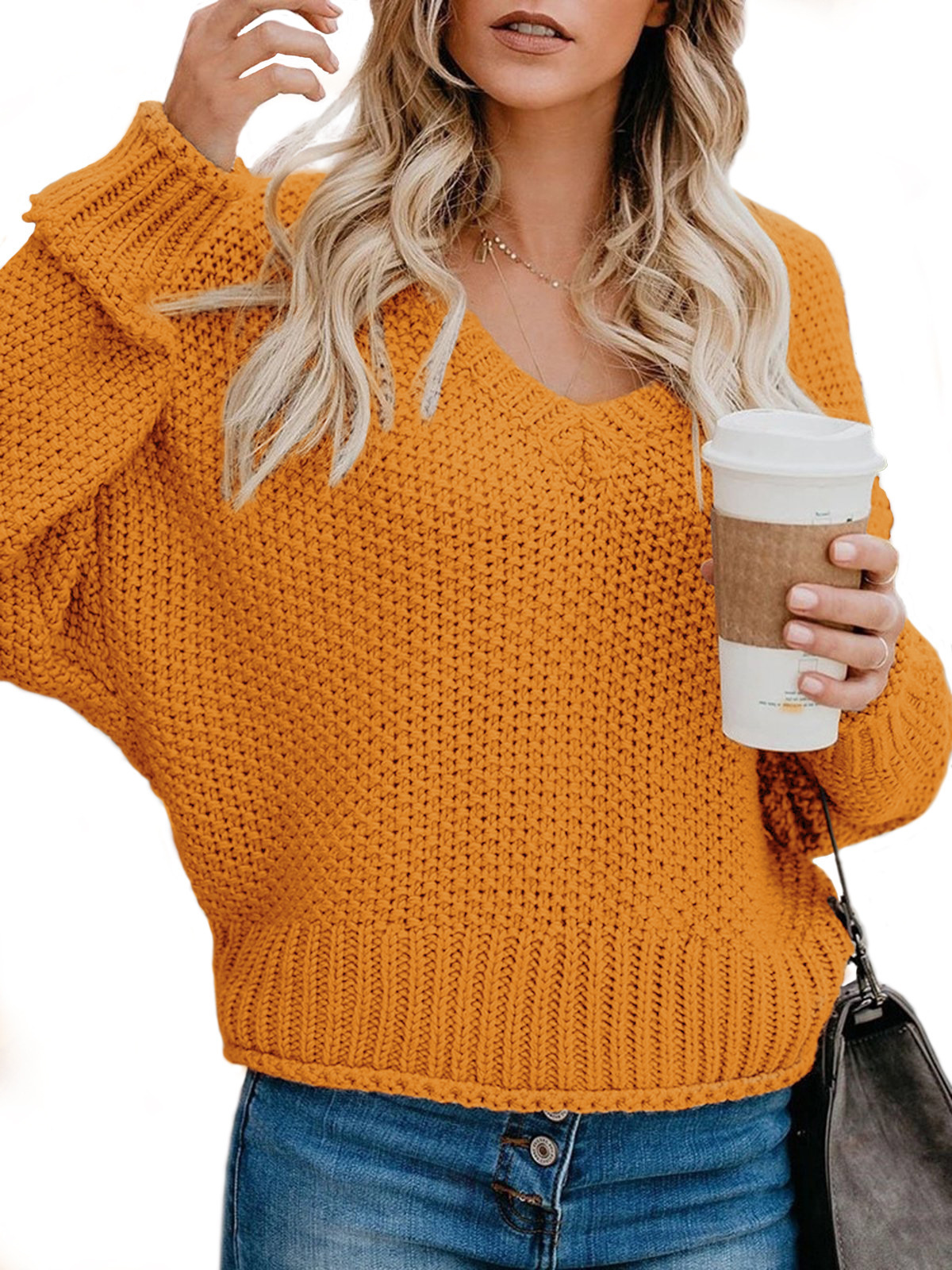 autumn winter women's new loose Solid V-neck pullover sweater women sweaters plus size christmas sweater 201023