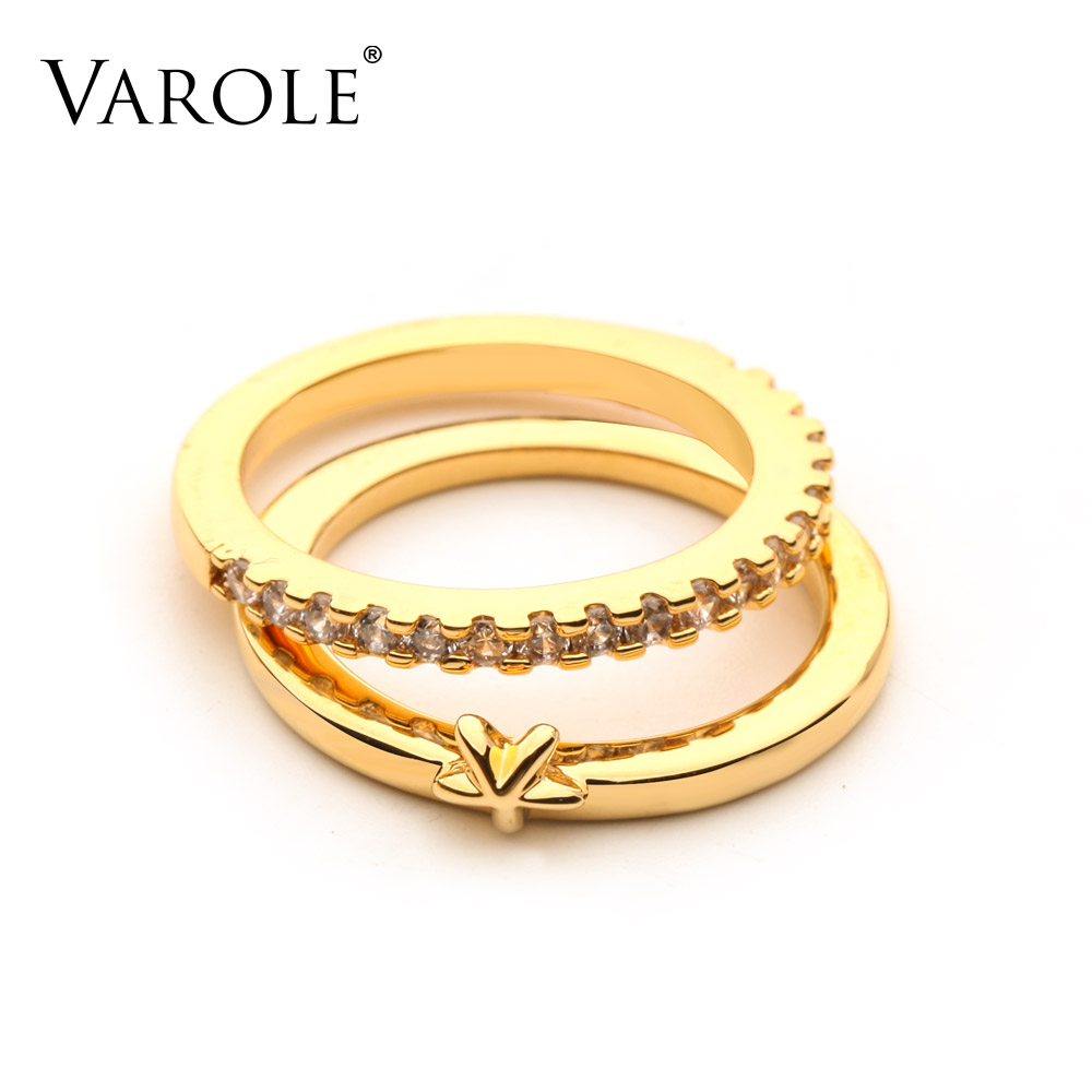 VAROLE Stackable Double Rings with Sparkling Crystal Gold Color Lady Finger Rings For Women Fashion Jewelry Gifts Anillos Mujer
VAROLE Stackable Double Rings with Sparkling Crystal Gold Color Lady Finger Rings For Women Fashion Jewelry Gifts Anillos Mujer