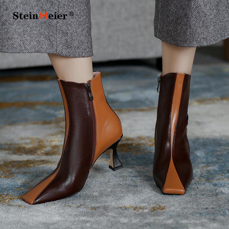 Winter Boots Women Genuine Leather Ankle ladies Retro Office Short Boots Slip on Zipper Shoes 2020 Black Woman Thick Heel, Brown
Winter Boots Women Genuine Leather Ankle ladies Retro Office Short Boots Slip on Zipper Shoes 2020 Black Woman Thick Heel, Brown