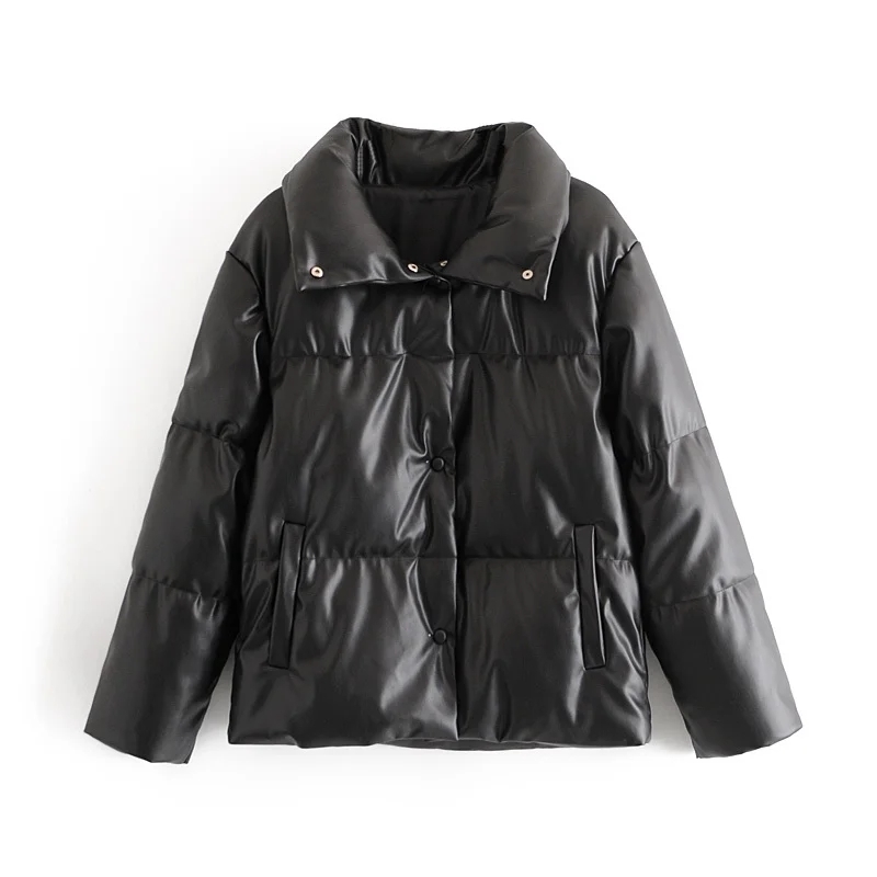 autumn winter jacket women coats padded PU leather parka ladies oversize warm coat women down jacket plus size 201027