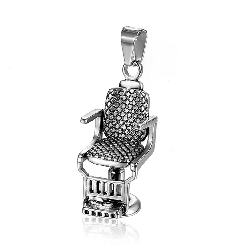Hip Hop Rock Titanium Stainless Steel Barbershop Sofa Chair Pendants Necklace for Men Barber Jewelry Gold Color 200928