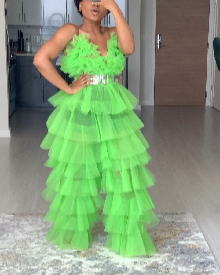 Unique Two Pieces Prom Dress Tulle Spaghetti Tops And Pants Party Tail Women Long Ruffled Gowns