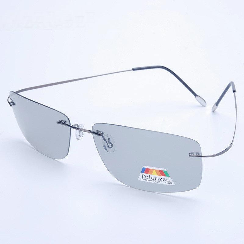 (5s Change Color) Photochromic Sunglasses Men Women Titanium polarized Sun Glasses Chameleon Rimless Anti-glare Driving FML1 
(5s Change Color) Photochromic Sunglasses Men Women Titanium polarized Sun Glasses Chameleon Rimless Anti-glare Driving FML1