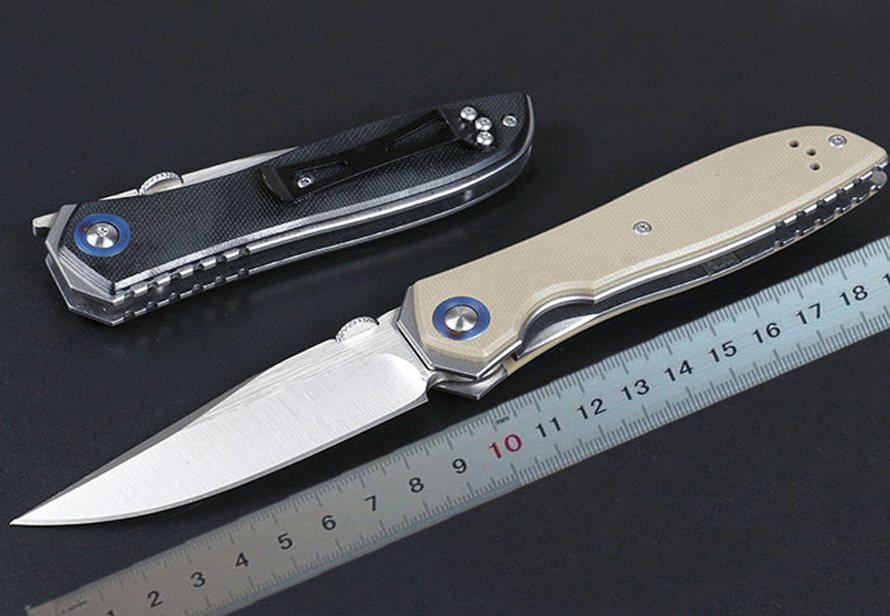 High Quality 0640 Ball Bearing Folding Knife 9Cr13Mov Satin Blade G10 + Steel Sheet Handle EDC Knives With Retail Box