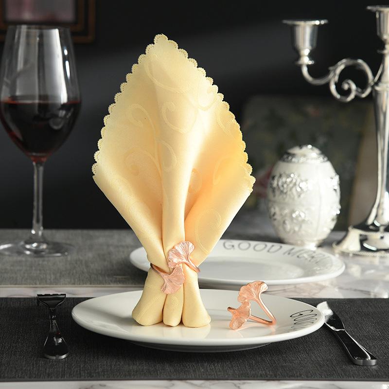 10PCSMetal rose gold apricot leaf napkin ring table top decoration napkin holder for western wedding banquets etc9248145