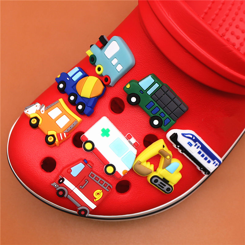 Shoe Charms Construction vehicles and Trains Shoe Buckle Accessories Sandals Shoe Decorations Kid's X-mas