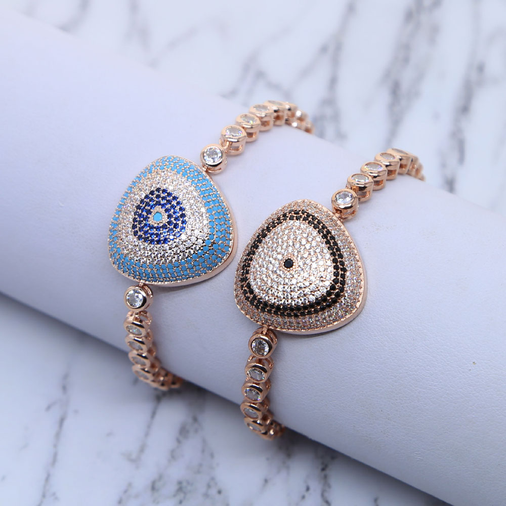 Rose Gold Color Adjustable Chain Greek Turkish Evil Eye Charm Bracelet For Women Men Party Christmas Kpop Gift Supplies Aesthetic Jewelry