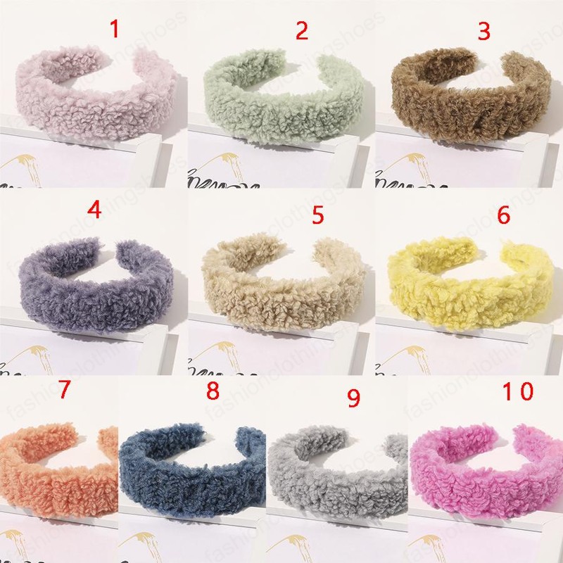 Women lambswool Headband Candy color autumn winter Head Band Lady Head Hoop Wide Hairbands Hair Accessories Party Jewelry Gfits