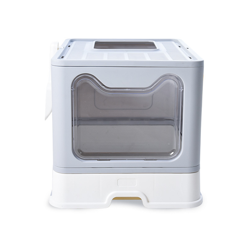 Fully Closed Cat Litter Box Automatic Foldable Cat Toilet Sandbox Top Entry Cat Restroom Bedpan Large Toilet for Cats with Tray