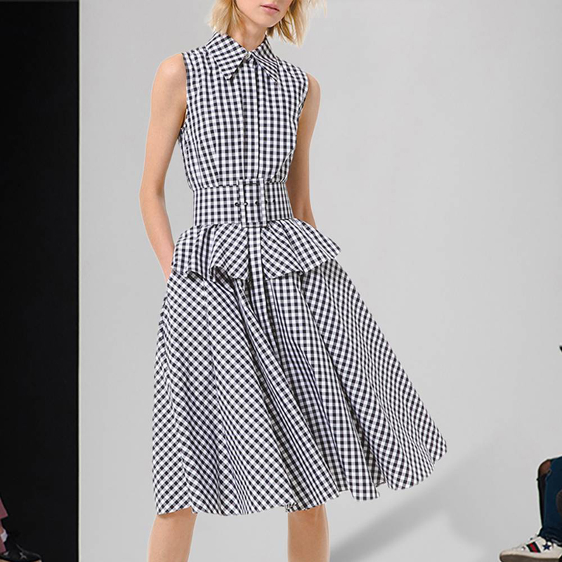 Runway Retro Check Impression Plied Sleeveless Elegant Belt Temperament Thin Spring and See Women' Clothes High Quality Mvsf, Black
Runway Retro Check Impression Plied Sleeveless Elegant Belt Temperament Thin Spring and See Women' Clothes High Quality Mvsf, Black