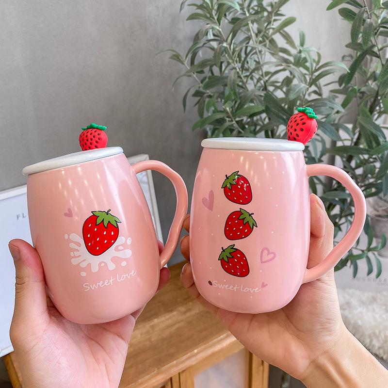 Korean-Style Cute Pink Strawberry Large Capacity Ceramic Cup Breakfast Cup Artistic Hipster Men and Women Students Mug, Pink-3
Korean-Style Cute Pink Strawberry Large Capacity Ceramic Cup Breakfast Cup Artistic Hipster Men and Women Students Mug, Pink-3