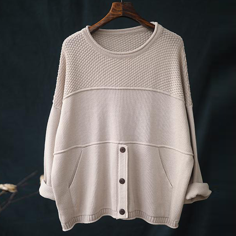 Johnature Autumn Winter Loose Leisure O-neck Long Sleeve Knitted Sweaters New Fashion All-match Female Pullovers Sweaters 201017