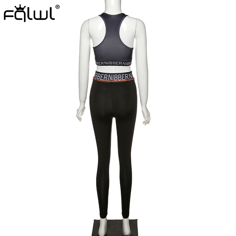 FQLWL Two 2 Piece Set Women Sweatsuits Sportswear Summer Outfits Ladies Tracksuit Women Crop Top Female Leggings Matching Sets T200825