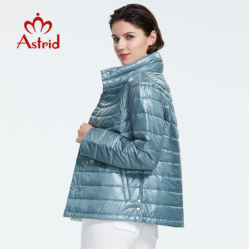 Astrid Autumn new arrival top blue plus size stand collar short style park with snap button autumn jacket women AM-1999 201217