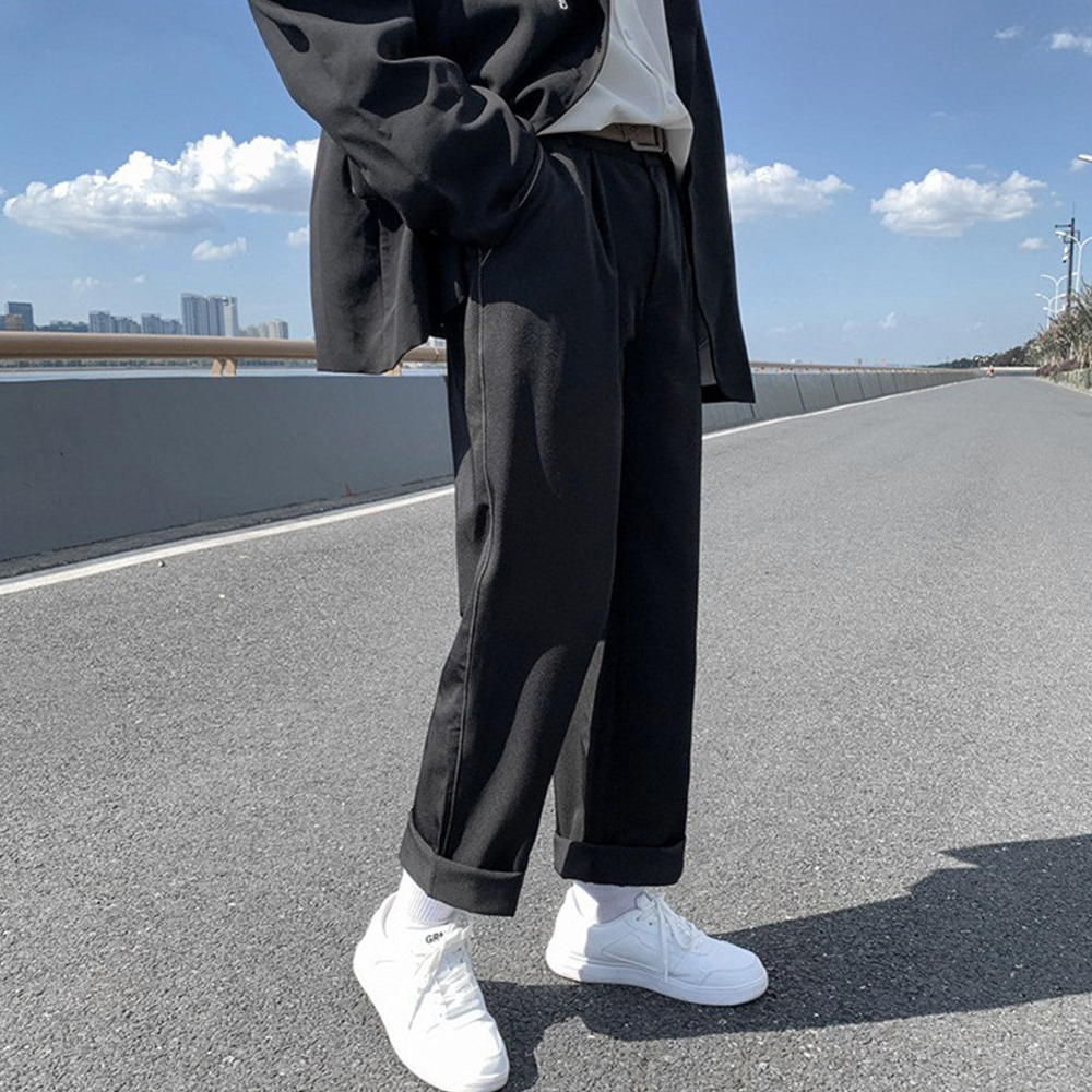 XILAIYU Mens women autumn pants Korean fashion loose straight 9point suit pants wide leg drop feeling Casual small trousers 201110