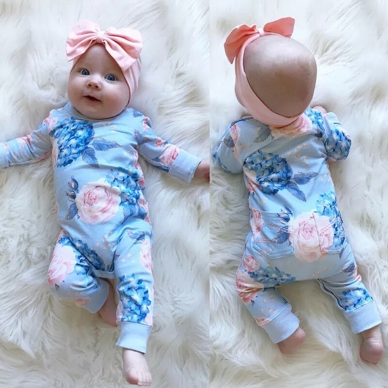 Baby Romper Autumn Winter Newborn Kids Girls Floral Jumpsuit Playsuit Infant Outfits Warm Cotton Clothes 6-24 Months 201029