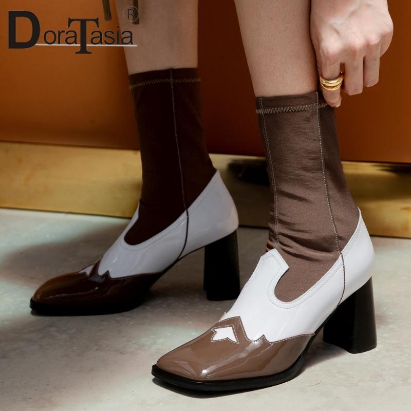 DORATASIA Retro Lady Mixed Color Boots Brogue Fashion Brand Boots Women Square Toe Slip On High Heels Ankle Shoes Woman, Black
DORATASIA Retro Lady Mixed Color Boots Brogue Fashion Brand Boots Women Square Toe Slip On High Heels Ankle Shoes Woman, Black