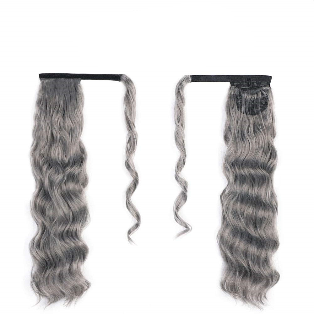 Custom natural curly wavy grey updo bun puff pony tail hairpiece Wrap around clip in with two combs easy ponytail gray hair extensions