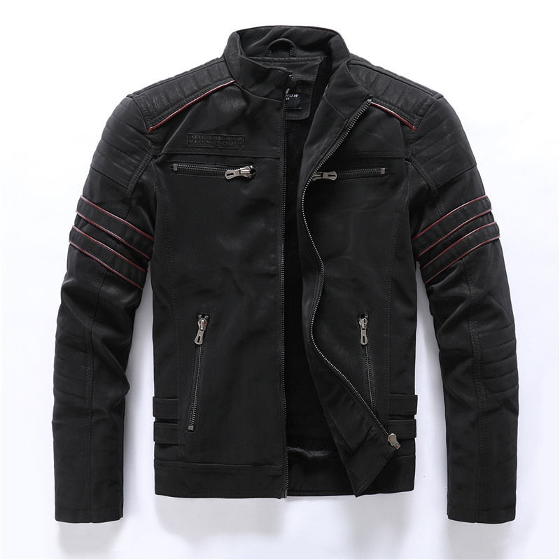 Men Fashion Pu Leather Jackets Coats Mens Autumn Back Skull Embroidery Motorcycle Faxu Leather Jackets Outwear Male Stand Collar 201224