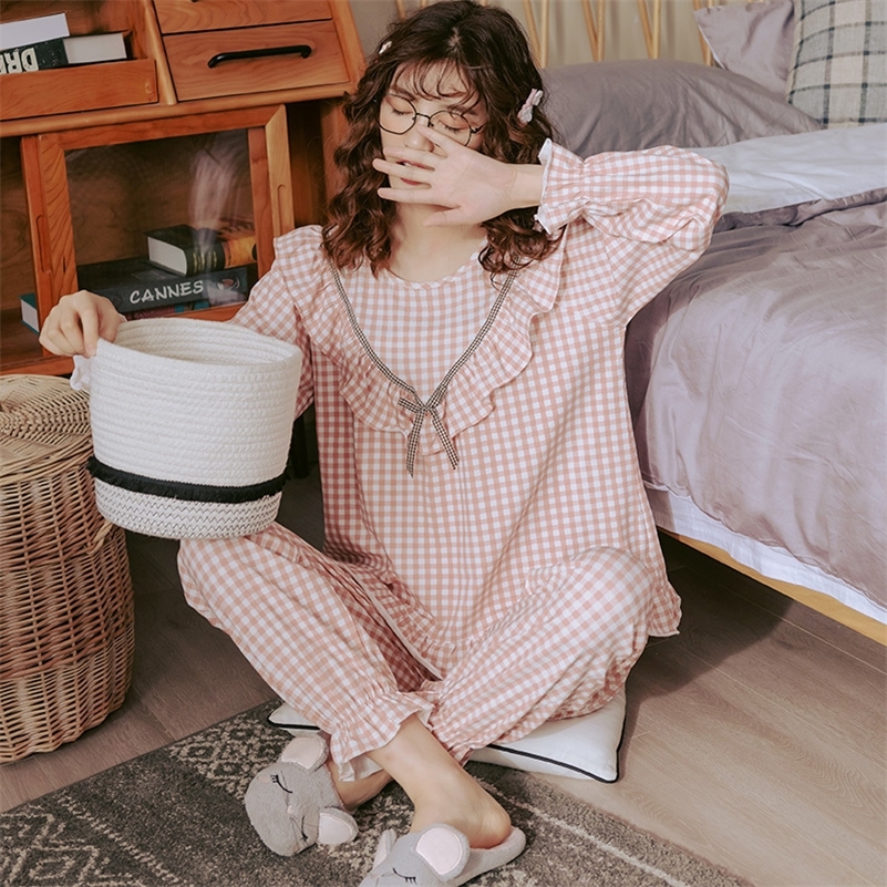 BZEL Cotton Checked Pajamas Women's Fashion Sleepwear Sets Cute Pink Pijamas Round Neck Femme Pyjamas Plus Size Nightwear M- 201113, 005
BZEL Cotton Checked Pajamas Women's Fashion Sleepwear Sets Cute Pink Pijamas Round Neck Femme Pyjamas Plus Size Nightwear M- 201113, 005