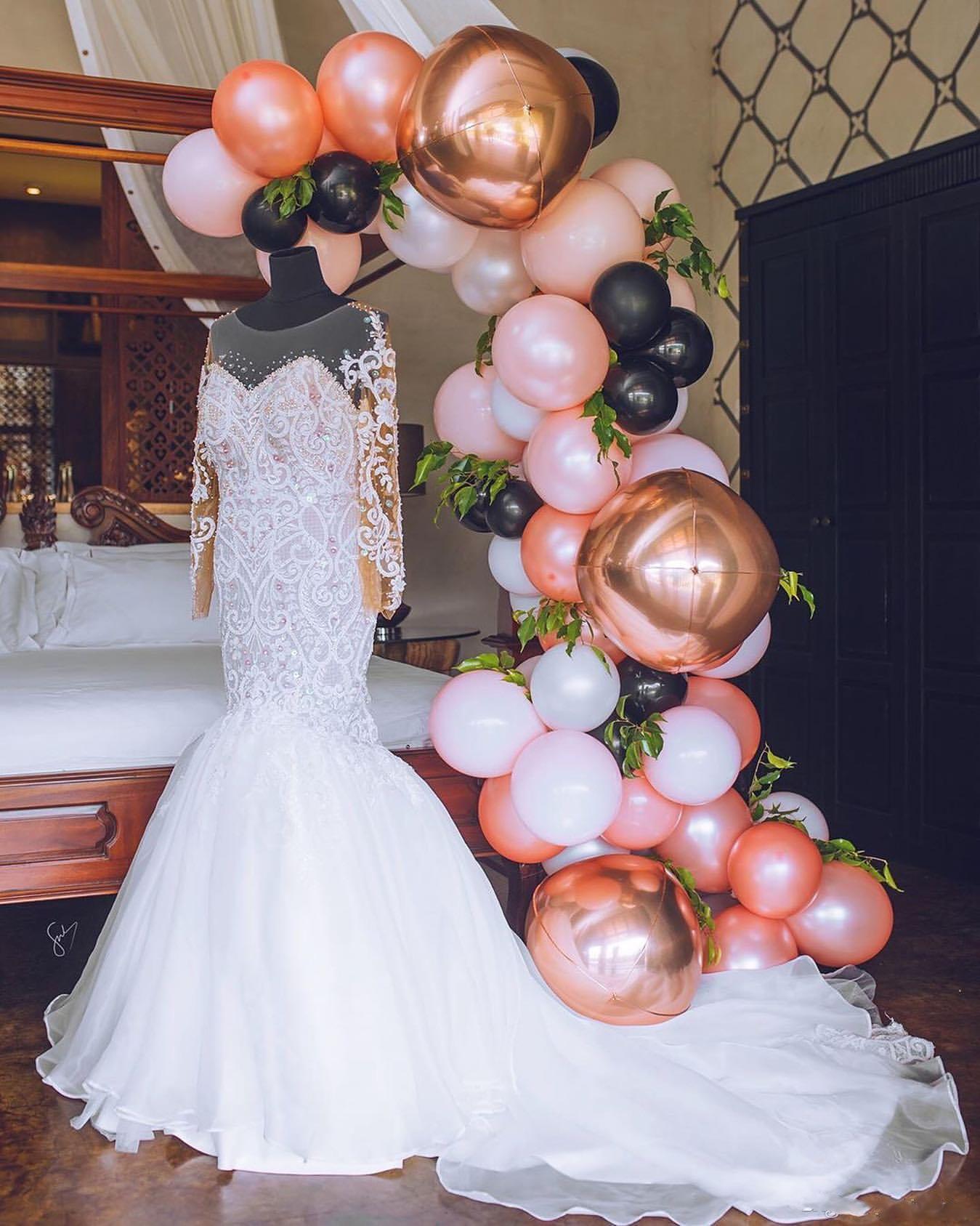 Africa Plus Size Wedding Dresses Long Sleeves Beaded Lace Appliques Mermaid Bridal Gowns Custom Made robes de mariée