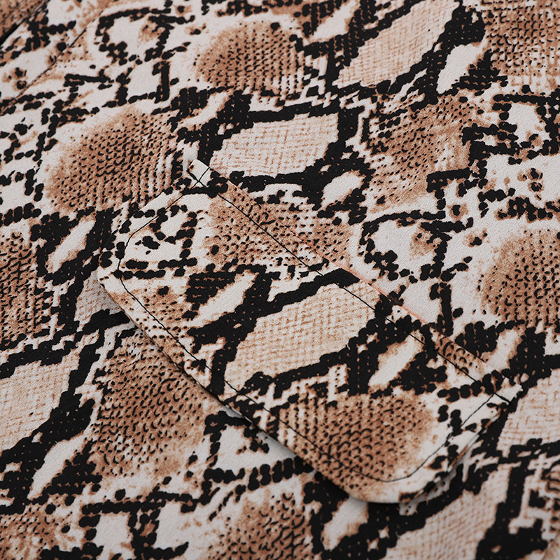 2019 Chic Women Snake Print Blazer Notched Collar Long Sleeve Coat Female Outerwear Women Suit Top OL Jacket Female Thin Coat T200319