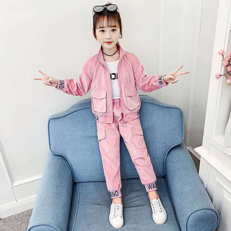 Toddler Girl Outfits Girls Clothing Set 4-14 T Children 2 Pcs Sets Autumn and Winter Jacket Coat Suits Kids Coat+ PantsX1019