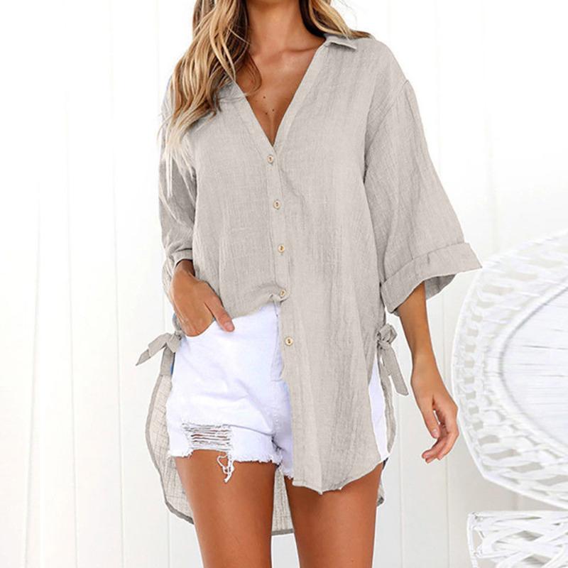 38# Women Yellow Blouse Loose Cotton Linen Buttons Lapel Solid Long Shirt Ladies Split Bow Tied Summer Casual Tops Blusas Mujer, Pink
38# Women Yellow Blouse Loose Cotton Linen Buttons Lapel Solid Long Shirt Ladies Split Bow Tied Summer Casual Tops Blusas Mujer, Pink