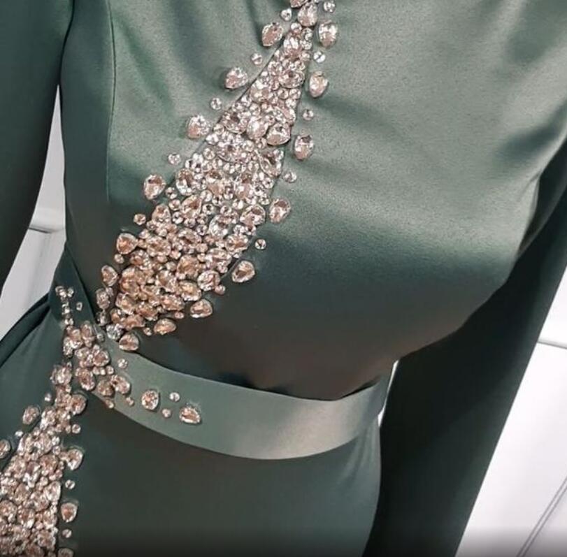 Aso Ebi 2020 Arabic Luxurious Crystals Sexy Evening Dresses Long Sleeves Prom Dresses Sheath Formal Party Second Reception Gowns ZJ446