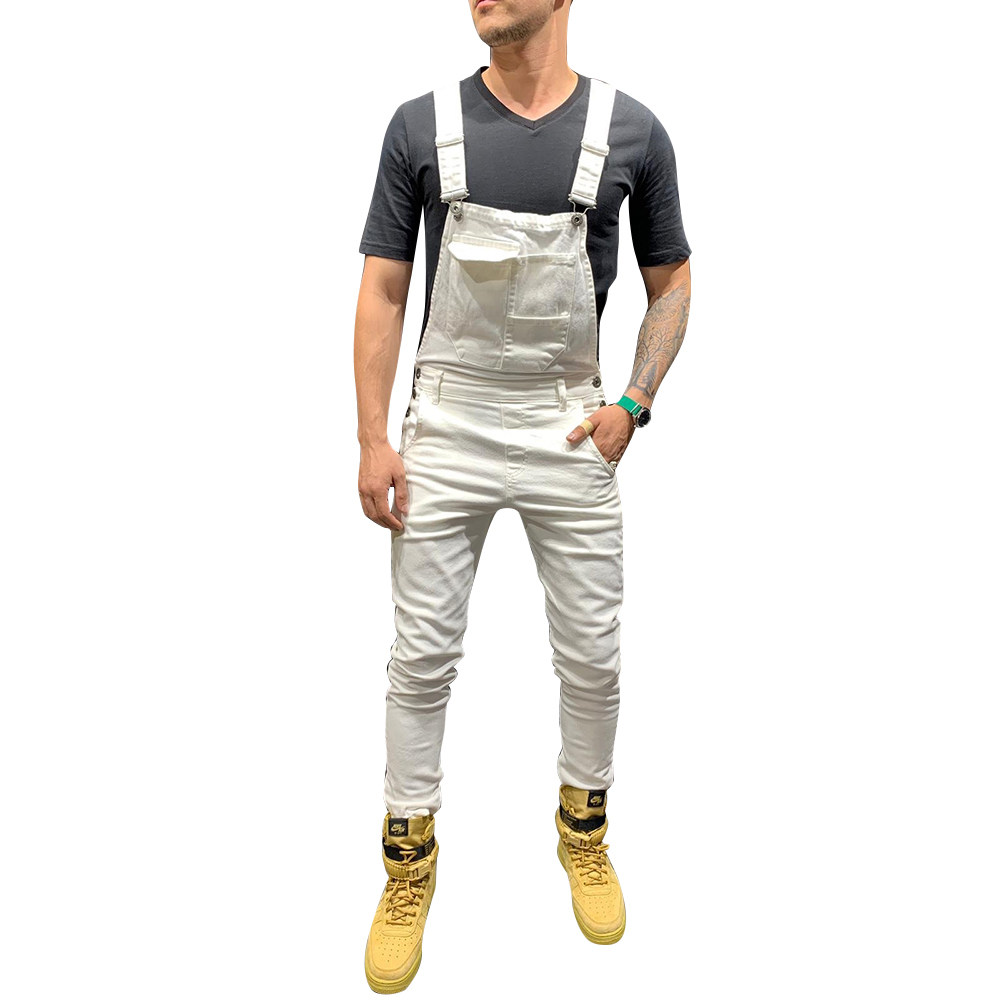 Mens Denim Overalls Dungaree Bib Pants Button Overalls Pocket Jumpsuit Overall Suspender Pants Moto Biker Jeans Pants Trousers 201111