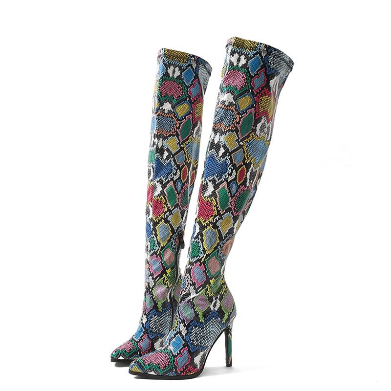 Fashion Ultra high heels Women's Over the knee Boots Colorful Snake grain Pointed toe Thigh high boots Autumn Winter Warm
Fashion Ultra high heels Women's Over the knee Boots Colorful Snake grain Pointed toe Thigh high boots Autumn Winter Warm