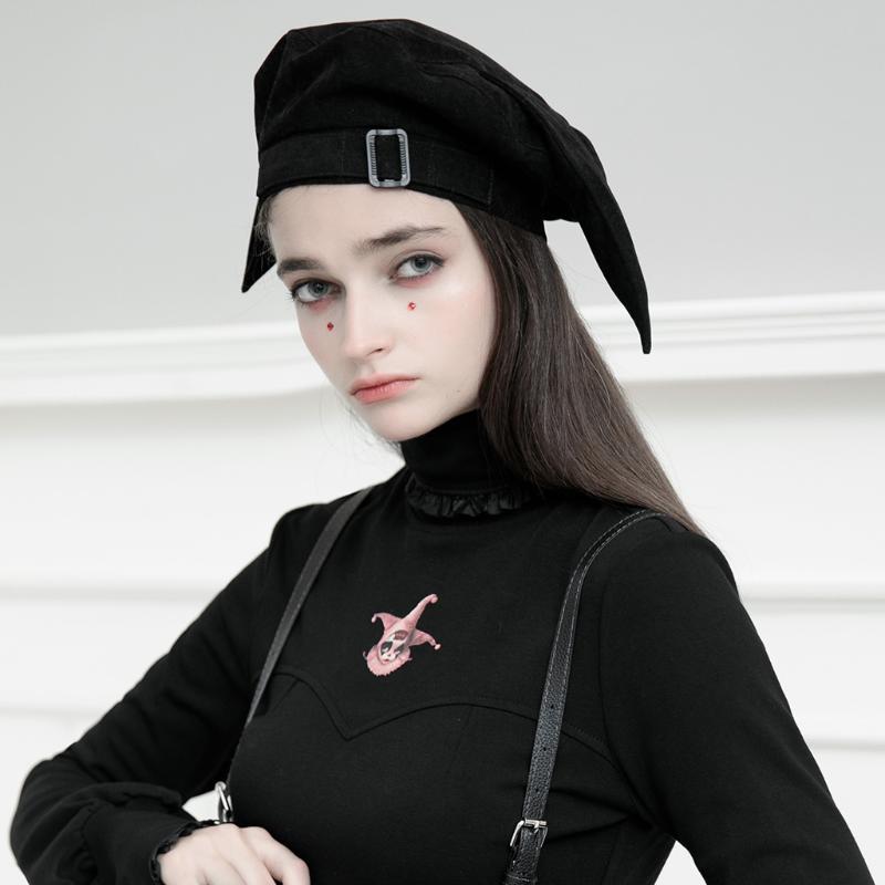 PUNKRAVE Women's Punk Berets Fashion Cute Ear Shape Apanese Word Buckle Warm Twill Velvet Clown Hat, Black
PUNKRAVE Women's Punk Berets Fashion Cute Ear Shape Apanese Word Buckle Warm Twill Velvet Clown Hat, Black
