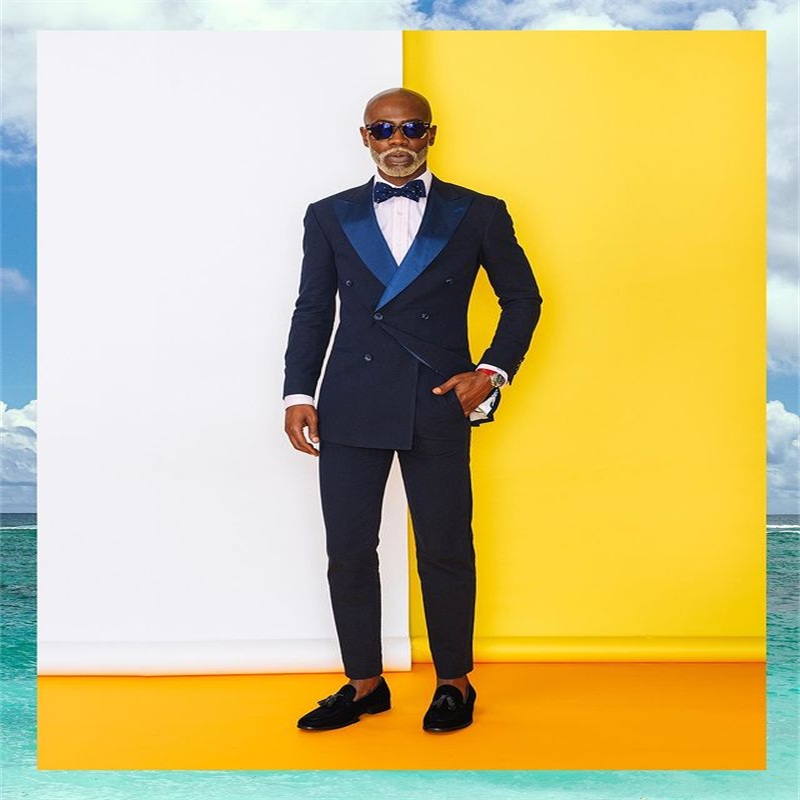 2 pieces formal men suits cotton groom tuxedos lapel modern double breasted men coatpant custom made party suit