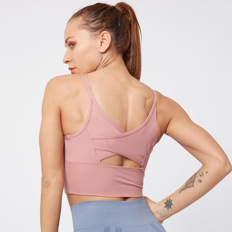 Pure color thin straps cross fashion vest sports running bra absorption gather folding yoga double-sided brocade bra, Pink
Pure color thin straps cross fashion vest sports running bra absorption gather folding yoga double-sided brocade bra, Pink