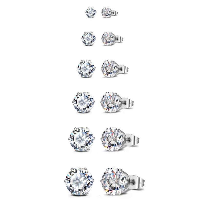 Womens Stainless Steel Stud Earrings Set, Hypoallergenic Nickel-free Pierced Cubic Zirconia earrings 5 Pairs 3-7mm
Womens Stainless Steel Stud Earrings Set, Hypoallergenic Nickel-free Pierced Cubic Zirconia earrings 5 Pairs 3-7mm