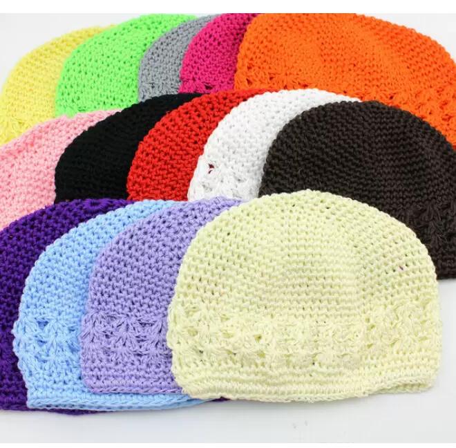 2022 new wholesale 20pcs size: M,L children cotton kufi caps Classic Knit Handmade kufi hats baby crochet beanie girl knited Skull